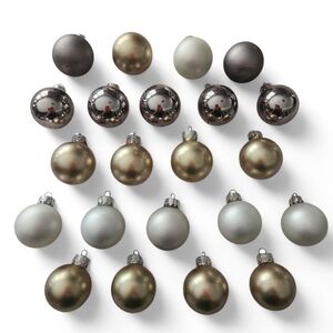 22 Small Glass Christmas Ornaments Gold White Grey Silver